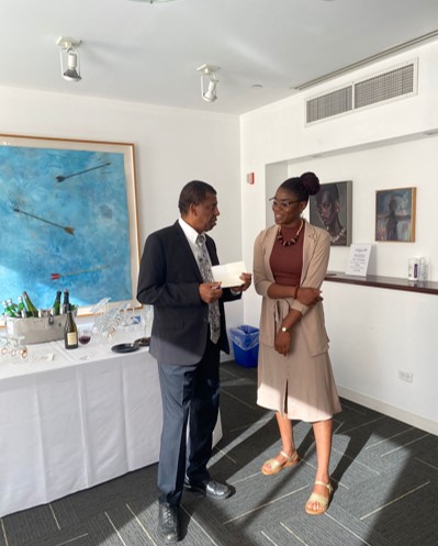 Vanessa with Dany Laferrière at the UN Francophonie Office