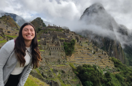 Student with the Andes Mountains