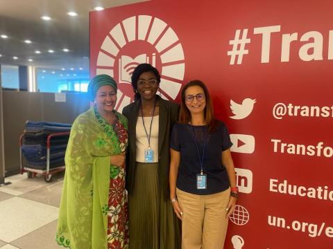Deputy Secretary General on the right of Vanessa (In the middle) at the Transforming Education Summit