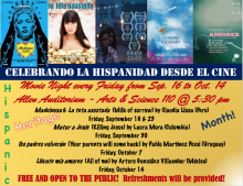A description of the Hispanic Heritage Month Film Series with five film posters