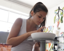 MU Student working at a ceramics studio in Sicily